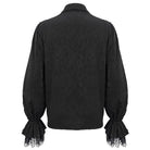DEVIL FASHION Men's Gothic Puff Sleeved Lace Hem Shirt Black