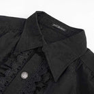 DEVIL FASHION Men's Gothic Puff Sleeved Lace Splice Shirt Black
