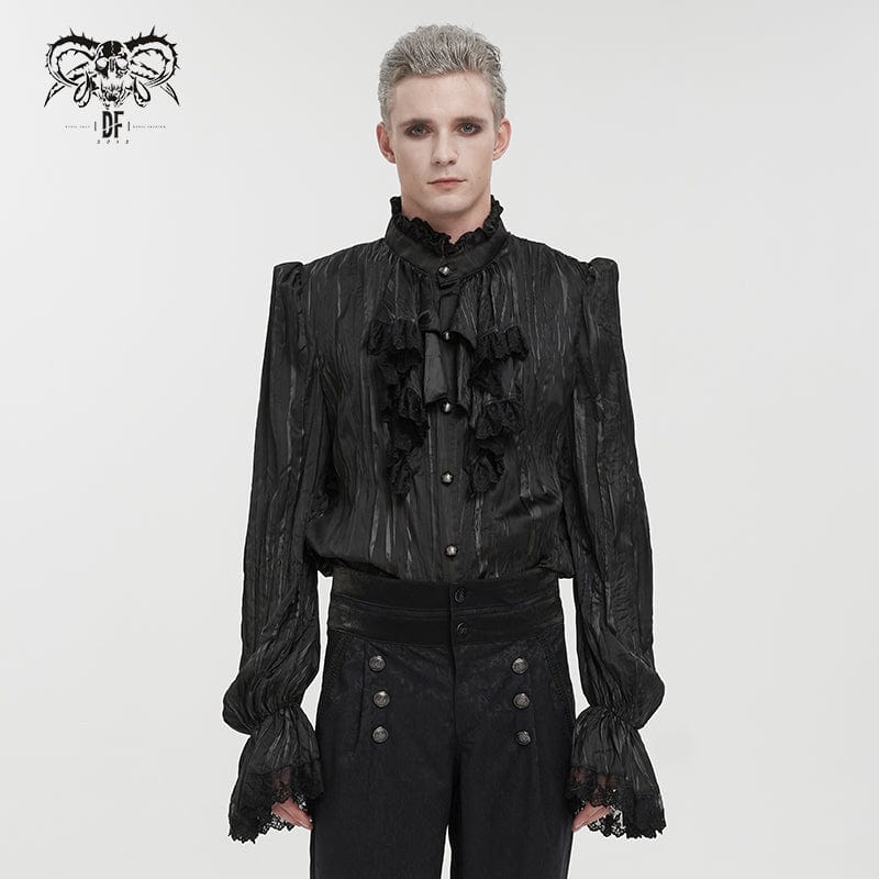 DEVIL FASHION Herren Gothic-Hemd mit Puffärmeln und Rüschen
