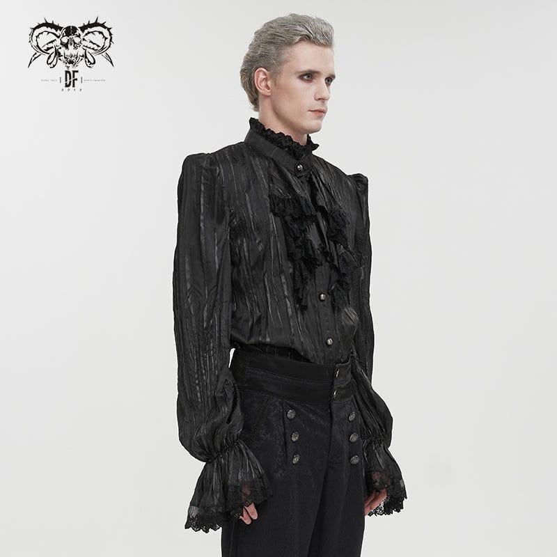 DEVIL FASHION Herren Gothic-Hemd mit Puffärmeln und Rüschen