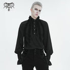 DEVIL FASHION Men's Gothic Puff Sleeved Ruffled Shirt Black