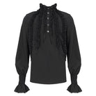 DEVIL FASHION Men's Gothic Puff Sleeved Ruffled Shirt Black