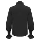 DEVIL FASHION Men's Gothic Puff Sleeved Ruffled Shirt Black