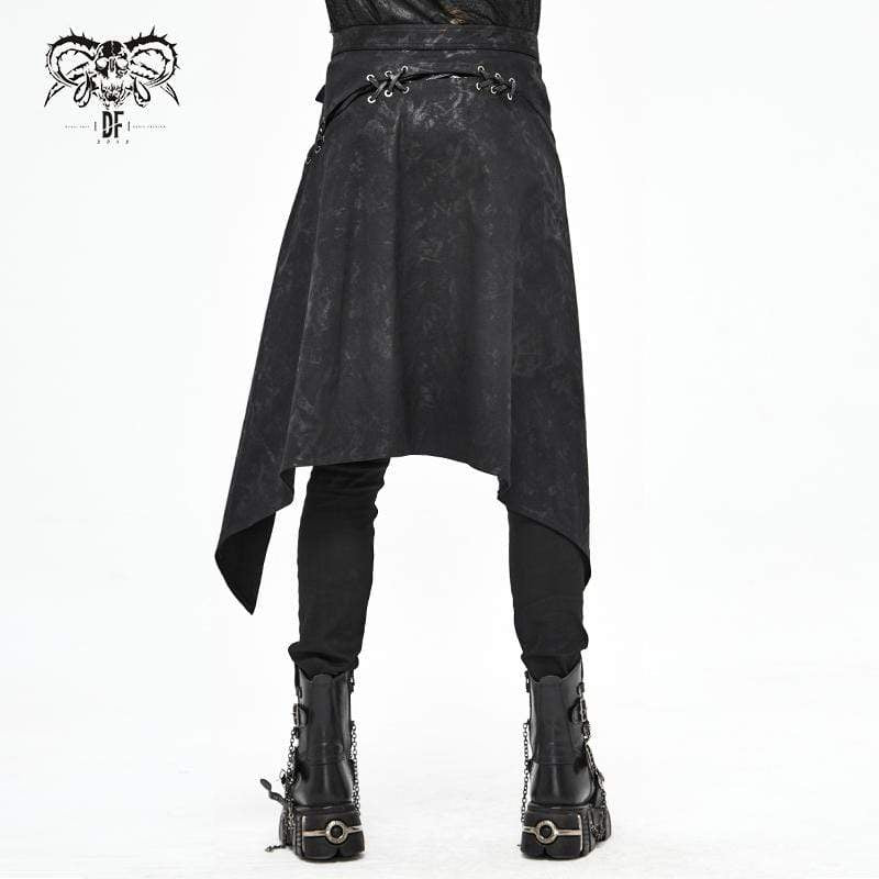 Men's Gothic Punk Irregular Buckle Black Skirt