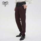 DEVIL FASHION Men's Gothic Ribbed High-waisted Pants Red