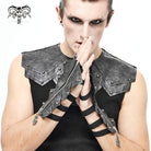Men's Gothic Rivets Elastic Bandage Black Gloves with Skull Zipper