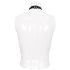 DEVIL FASHION Men's Gothic Rose Feather Necktie with Cross Chain