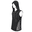 DEVIL FASHION Men's Gothic Skull Mesh Splice Chain Tank Top with Hood