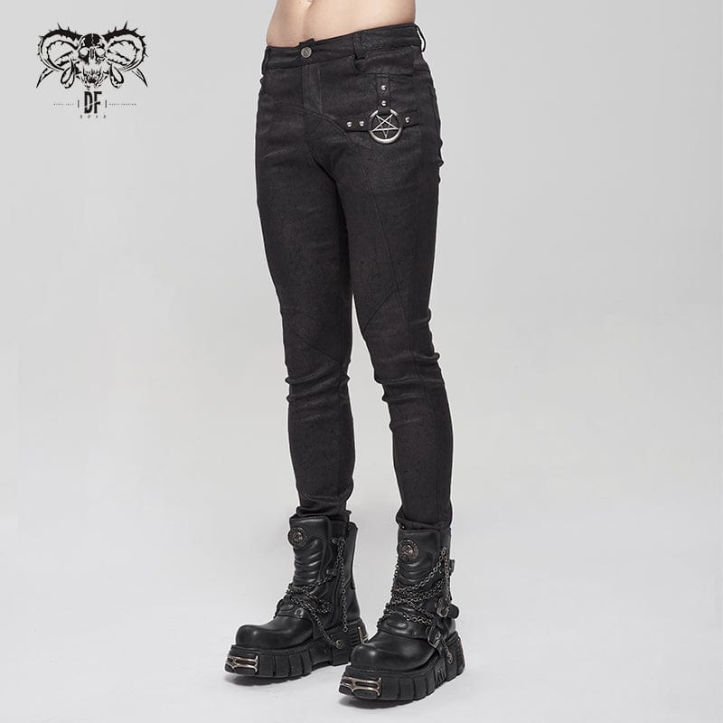 DEVIL FASHION Men's Gothic Slim Fitted Metal Star Pants