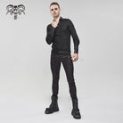 DEVIL FASHION Men's Gothic Slim Fitted Metal Star Pants
