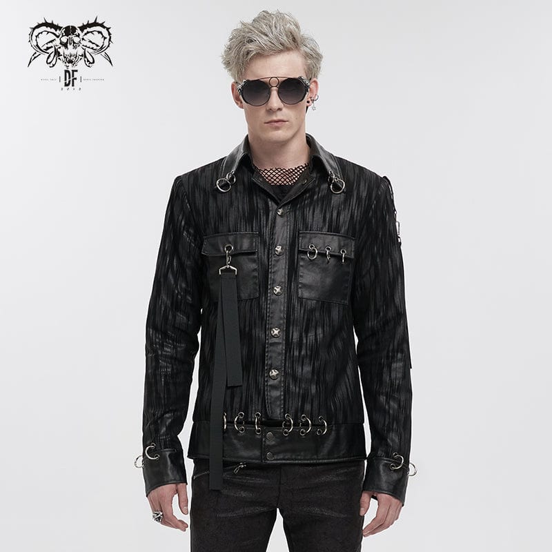 DEVIL FASHION Men's Gothic Splice Ribbed Jacket