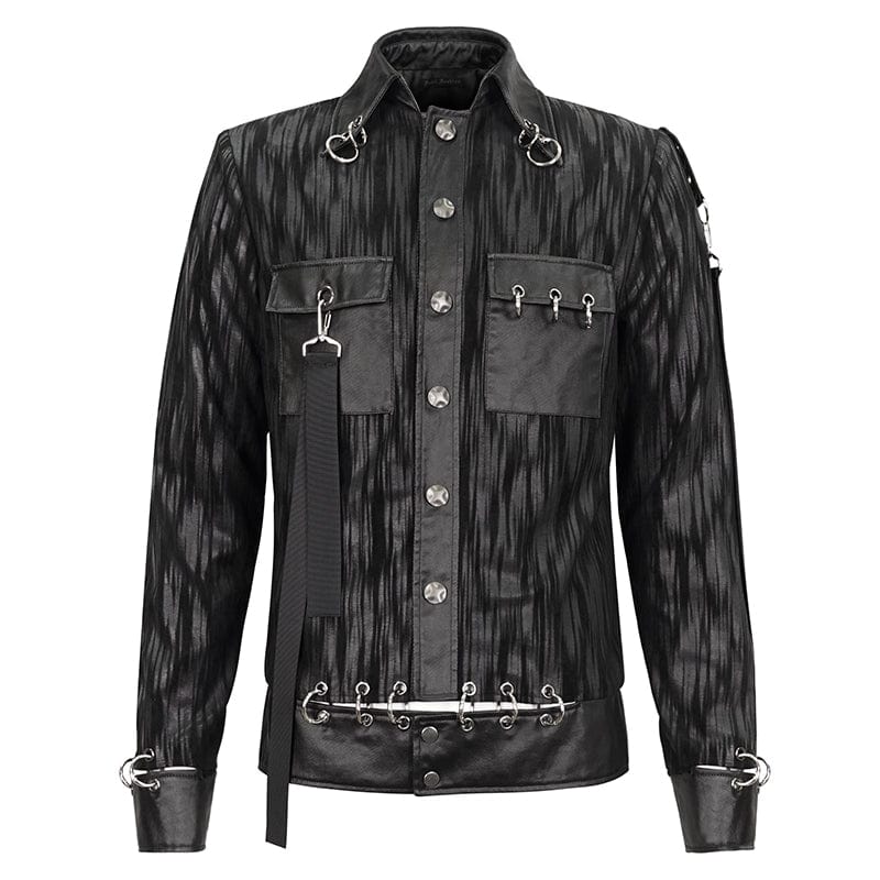 DEVIL FASHION Men's Gothic Splice Ribbed Jacket