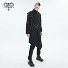 DEVIL FASHION Herren Gothic Stehkragen Asymmetrischer Mantel mit Harnisch
