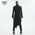DEVIL FASHION Herren Gothic Stehkragen Asymmetrischer Mantel mit Harnisch