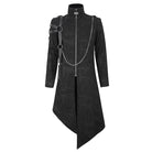 DEVIL FASHION Herren Gothic Stehkragen Asymmetrischer Mantel mit Harnisch