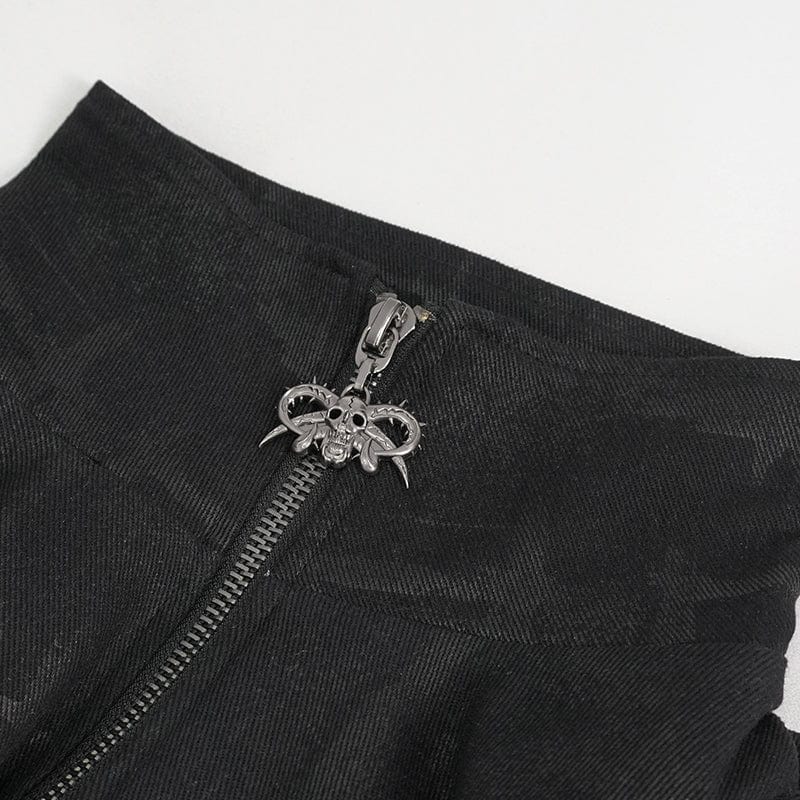 DEVIL FASHION Herren Gothic Stehkragen Asymmetrischer Mantel mit Harnisch