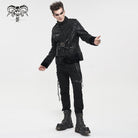 DEVIL FASHION Men's Gothic Stand Collar Buckle Splice Jacket
