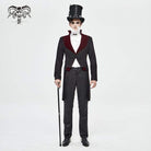 Men's Gothic Stand Collar Contrast Color Jacquard Swallow-tailed Suit Coat