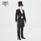 Men's Gothic Stand Collar Contrast Color Jacquard Swallow-tailed Suit Coat