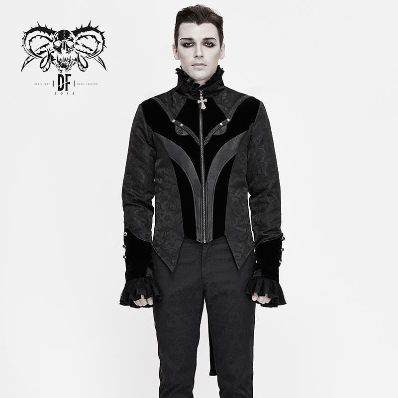 Men's Gothic Stand Collar Cross Zip Tailcoats