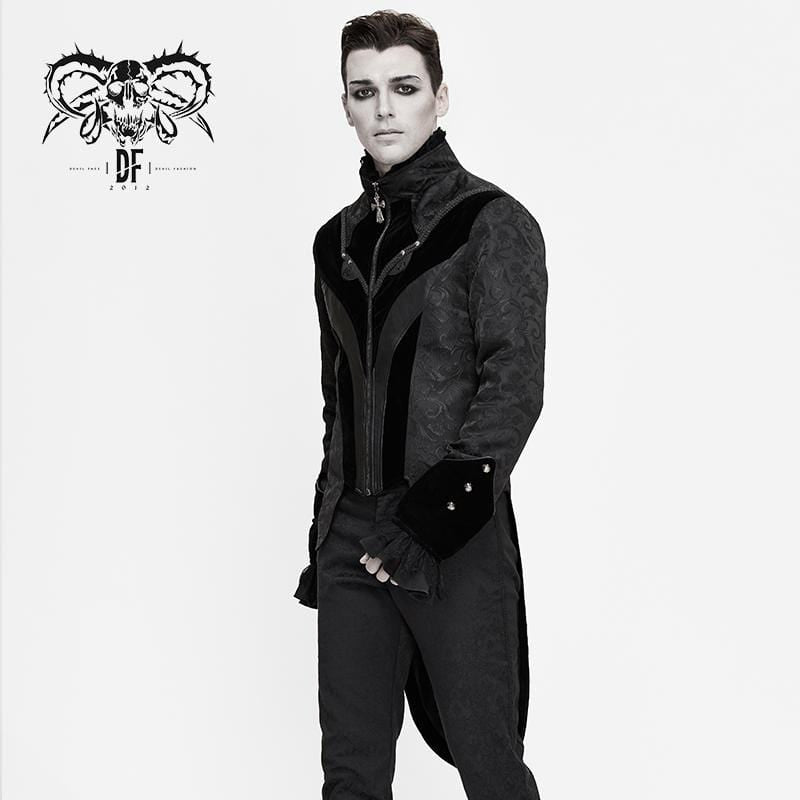 Men's Gothic Stand Collar Cross Zip Tailcoats