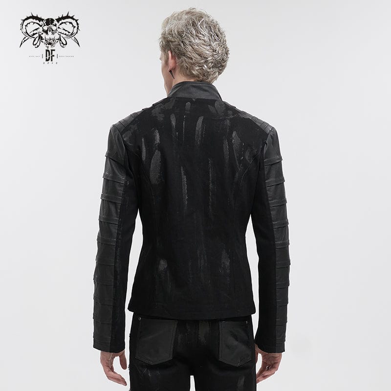 DEVIL FASHION Herren Gothic-Jacke im Used-Look mit Stehkragen