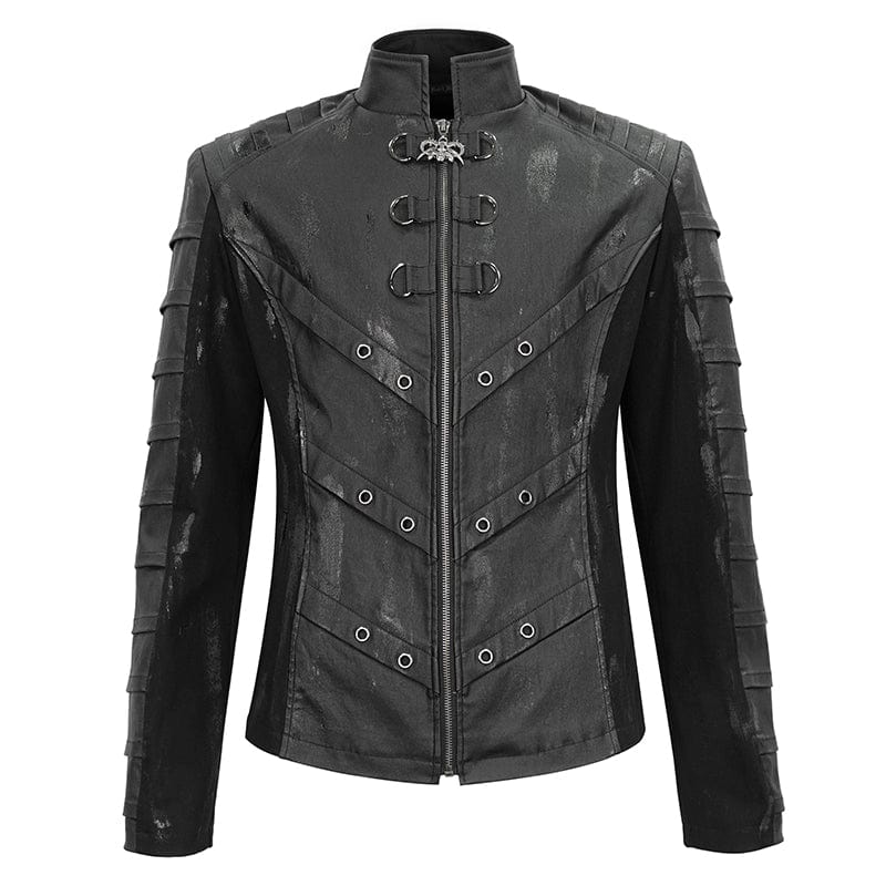 DEVIL FASHION Herren Gothic-Jacke im Used-Look mit Stehkragen