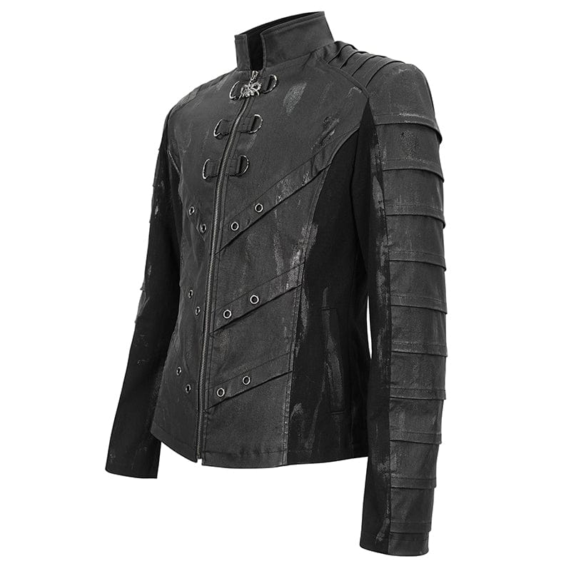 DEVIL FASHION Herren Gothic-Jacke im Used-Look mit Stehkragen