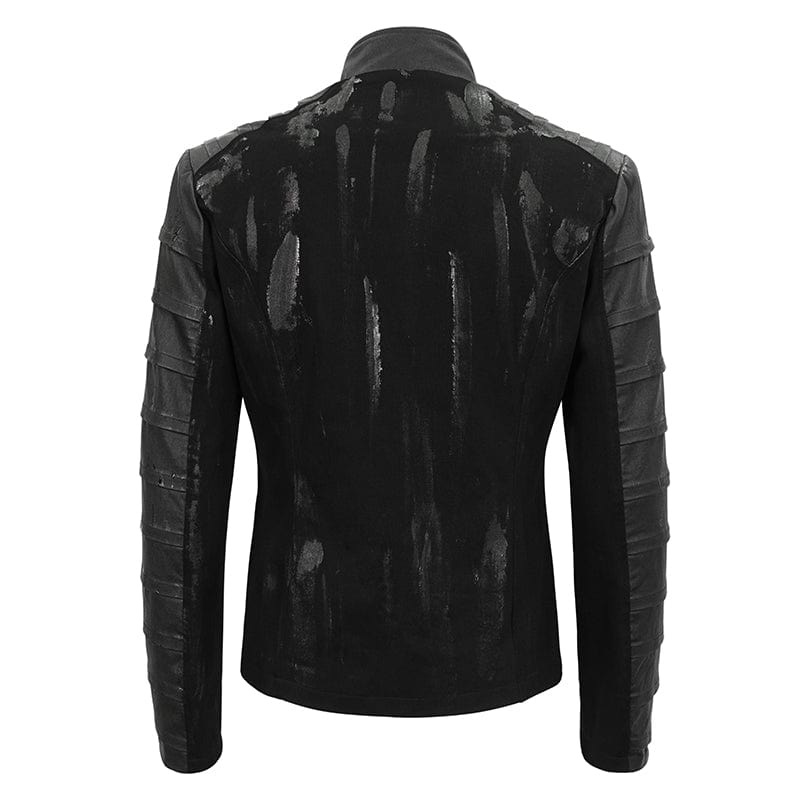 DEVIL FASHION Herren Gothic-Jacke im Used-Look mit Stehkragen
