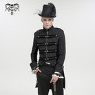 DEVIL FASHION Men's Gothic Stand Collar Embossed Swallow-tailed Coat Black
