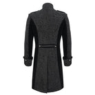 DEVIL FASHION Men's Gothic Stand Collar Embossed Swallow-tailed Coat Black