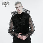 DEVIL FASHION Herren Gothic Stehkragen Spitzenärmelhemd