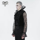 DEVIL FASHION Herren Gothic Stehkragen Spitzenärmelhemd