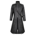 DEVIL FASHION Men's Gothic Stand Collar Split Coat with Strap