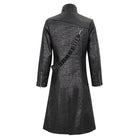 DEVIL FASHION Men's Gothic Stand Collar Split Coat with Strap