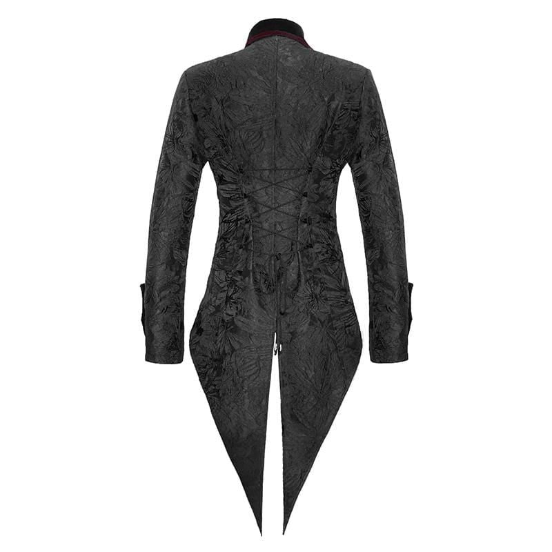 Men's Gothic Stand Collar Strappy Velet Tailcoats