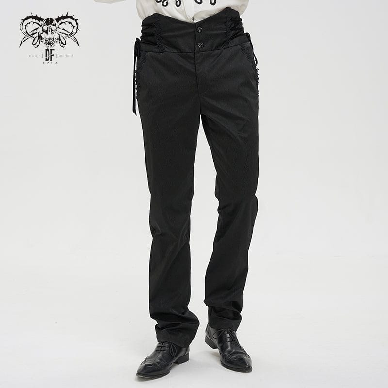DEVIL FASHION Herren Gothic Riemchenhose mit hoher Taille