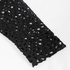 DEVIL FASHION Men's Gothic Strappy Irregular Mesh Shirt with Hood