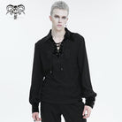 DEVIL FASHION Herren Gothic-Hemd mit Riemchen und Puffärmeln
