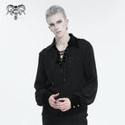 DEVIL FASHION Herren Gothic-Hemd mit Riemchen und Puffärmeln