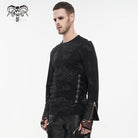 DEVIL FASHION Men's Gothic Strappy Spider Web Printed Shirt