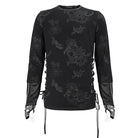 DEVIL FASHION Men's Gothic Strappy Spider Web Printed Shirt