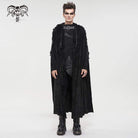 DEVIL FASHION Men's Gothic Strappy Split Buckle Coat with Hood