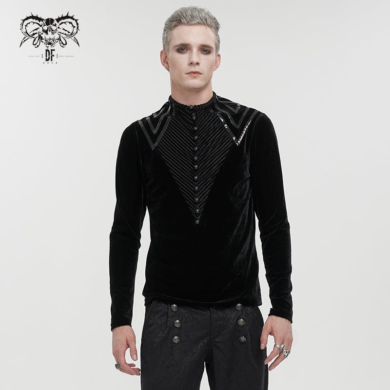 DEVIL FASHION Herrenhemd mit Gothic-Streifen und Spleiß-Samt