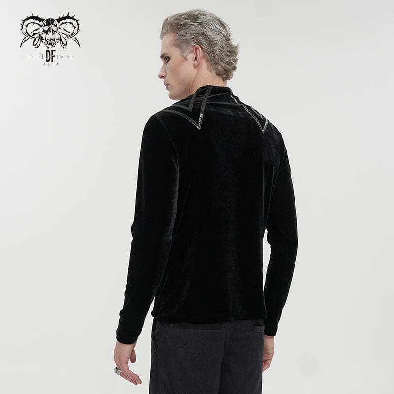DEVIL FASHION Herrenhemd mit Gothic-Streifen und Spleiß-Samt