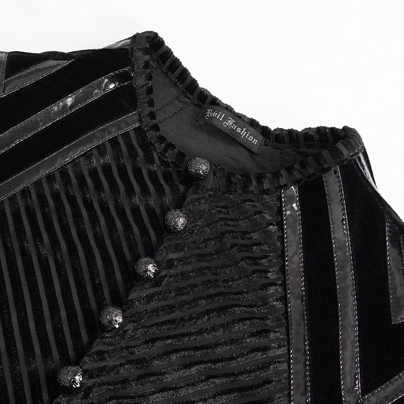 DEVIL FASHION Herrenhemd mit Gothic-Streifen und Spleiß-Samt