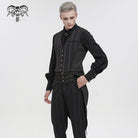 DEVIL FASHION Herren Weste Gothic Streifen Schwarz mit abnehmbarem Schwalbenschwanz