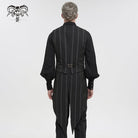 DEVIL FASHION Herren Weste Gothic Streifen Schwarz mit abnehmbarem Schwalbenschwanz