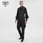 DEVIL FASHION Herren Weste Gothic Streifen Schwarz mit abnehmbarem Schwalbenschwanz