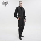DEVIL FASHION Herren Weste Gothic Streifen Schwarz mit abnehmbarem Schwalbenschwanz